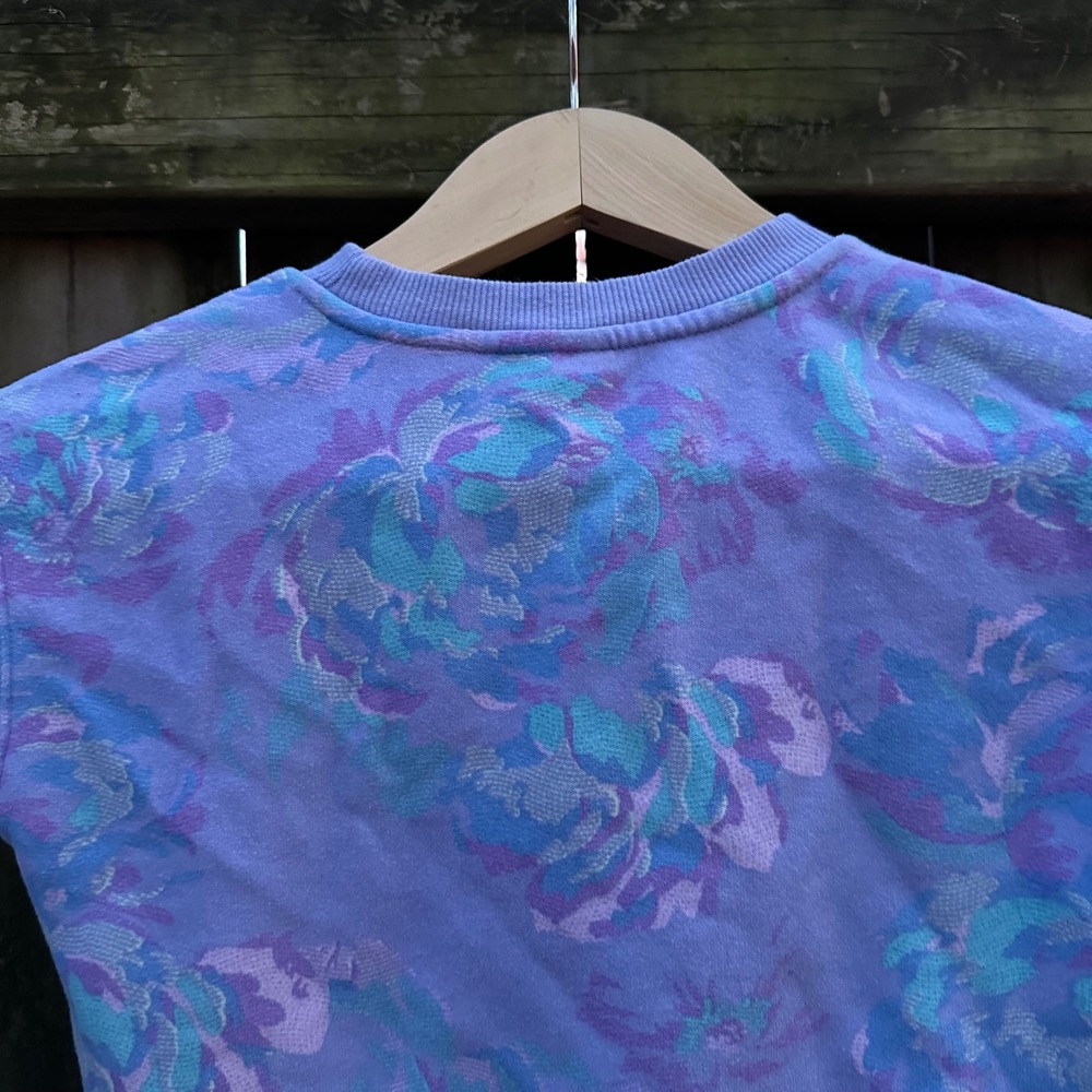 All In Motion Fleece Floral Purple Crewneck Long Sleeve Sweatshirt Size XS 4-5 - Picture 6 of 8